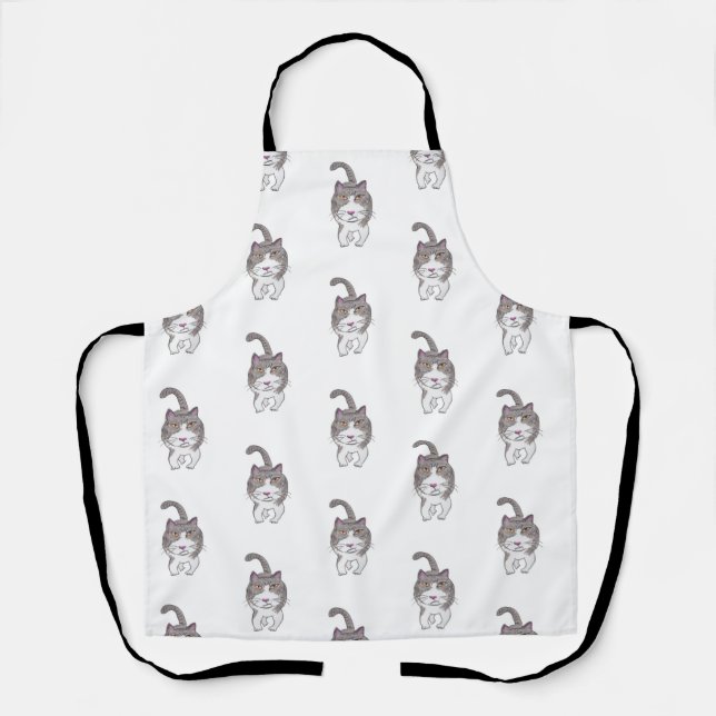Tablier Ami de chat Snarl Funny Motif de doodle Arty (Recto)
