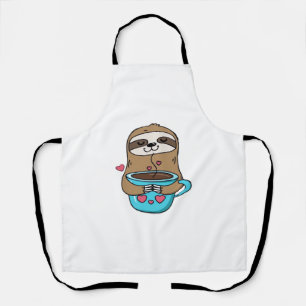 Tablier Amoureux De Café Chibi Sloth - Cute Kawaii Sloth H