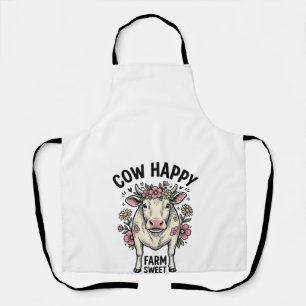 Tablier Amoureux de vache mignonne Art animal de ferme flo