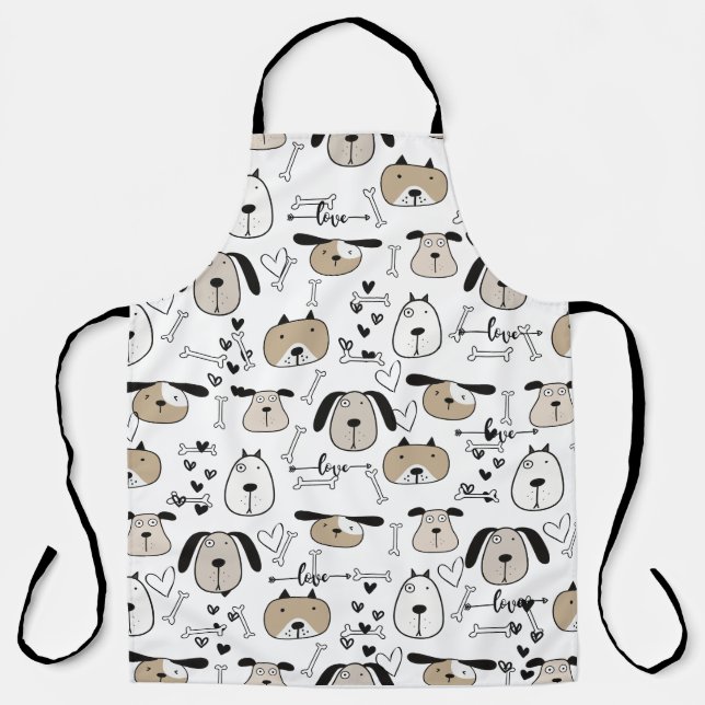 Tablier Amoureux des chiens amusant (Recto)