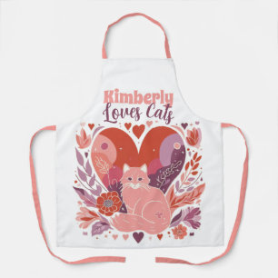 Tablier Amours Personnalisés Chats mignonne rose violet