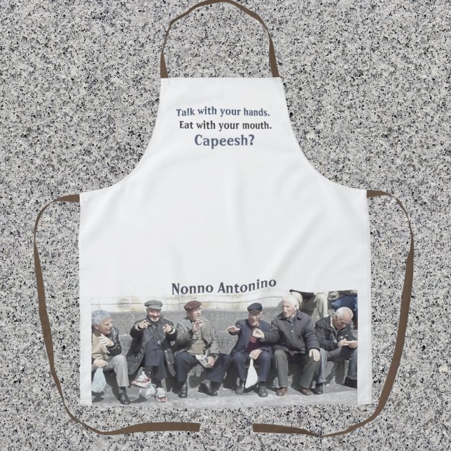 Tablier Amusant Apron Italien Parler Avec Vos Mains (Talk with your hands.
Eat with your mouth.
CAPEESH?)