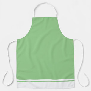 Tablier Amusant Élégant Sage Vert Hem Blanc Stripes De Cou
