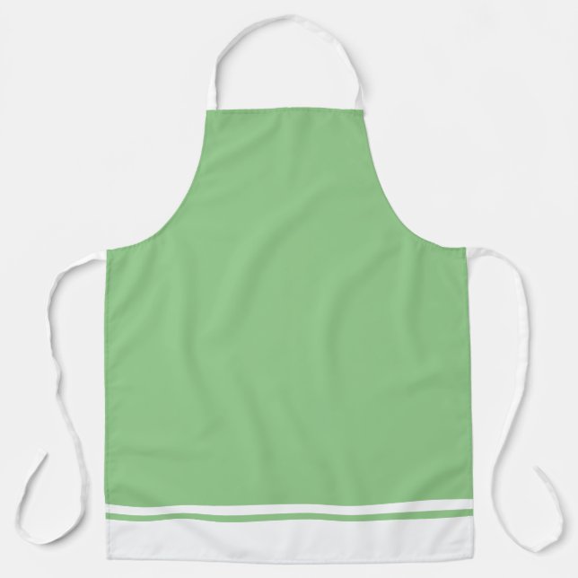 Tablier Amusant Élégant Sage Vert Hem Blanc Stripes De Cou (Recto)