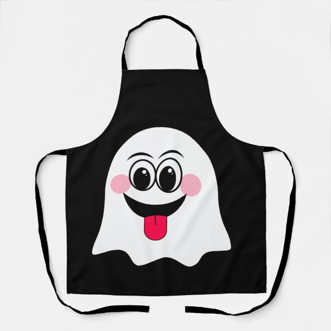 Tablier Amusant émoji fantôme ! (Recto)