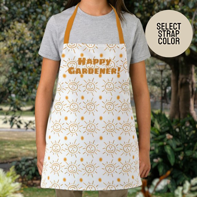 Tablier Amusant Orange main tiré Sun Motif personnalisé (small sunshine on white arpon template)