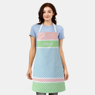 Tablier Amusant Vintage Blanc Pois Motif Été Pastel