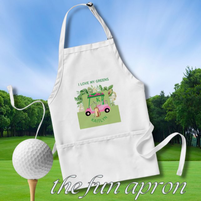 Tablier Amusants Golf Panier Monogramme Nom Love Greens (Créateur téléchargé)