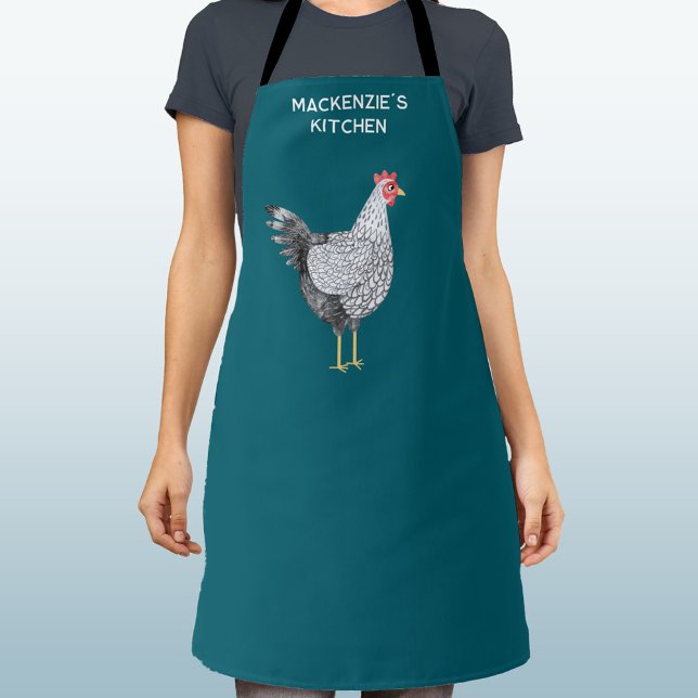 Tablier Amusants Wyandotte poulet Hen Aquarelle personnali (Wyandotte Chicken watercolor hen personalized name custom text apron)
