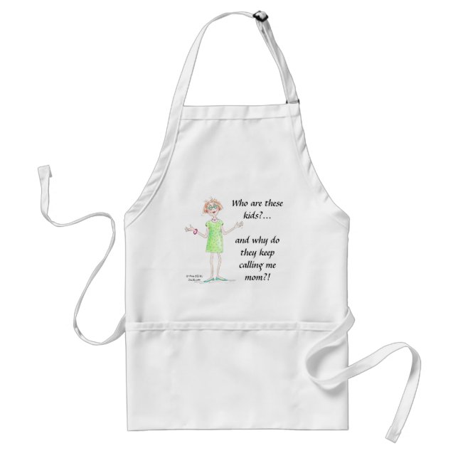 Tablier Amusing Cartoon Mother demande "qui sont ces enfan (Devant)