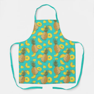 Tablier Ananas En Couleur Turquoise