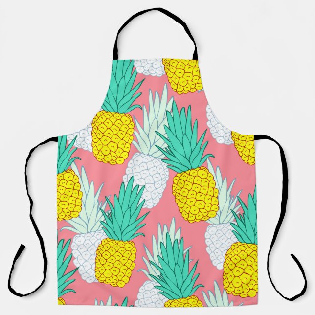 Tablier Ananas Tropical : Rouge Cartoon Chic. (Recto)