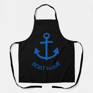 Tablier Ancre Bleu Personnalisé Votre Nom De Bateau Noir