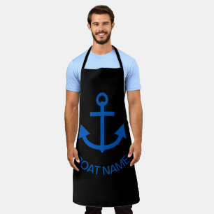 Tablier Ancre Bleu Personnalisé Votre Nom De Bateau Noir