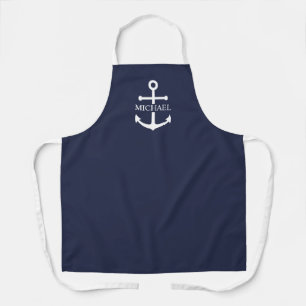 Tablier Ancre bleue marine Nom personnalisé