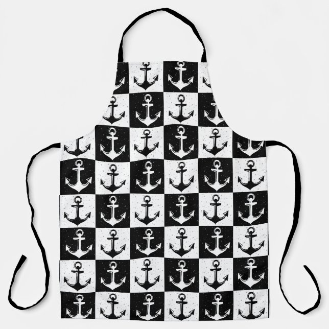 Tablier Ancre Motif de bloc noir blanc À damiers (Recto)