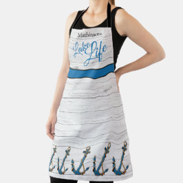 Tablier Ancre nautique Blue Lake Vie Famille Monogramme