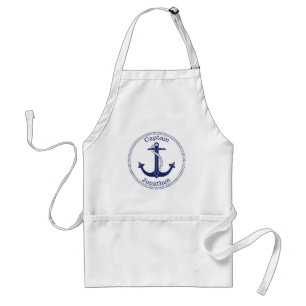 Tablier Ancre nautique Marine Bleu Capitaine Personnalisé