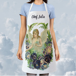 Tablier Ange de Pâques victorien avec Fleurs de Pansy Viol