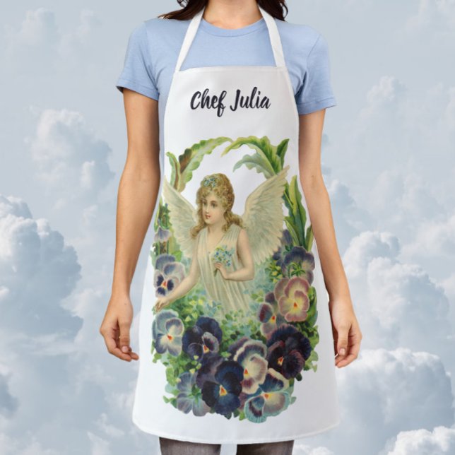 Tablier Ange de Pâques victorien avec fleurs de pensée vio (Créateur téléchargé)