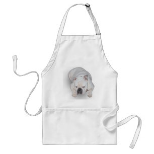 Tablier anglais blanc de bouledogue