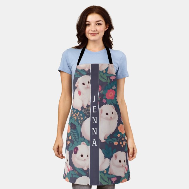 Tablier Angora Ferret Floral Coloral Motif personnalisé (Porté)