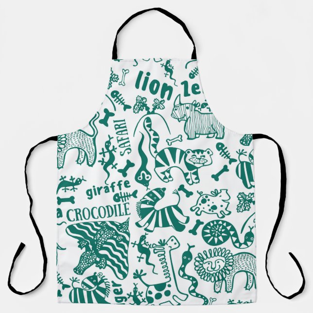 Tablier Animaux africains : divers motifs sans couture. (Recto)