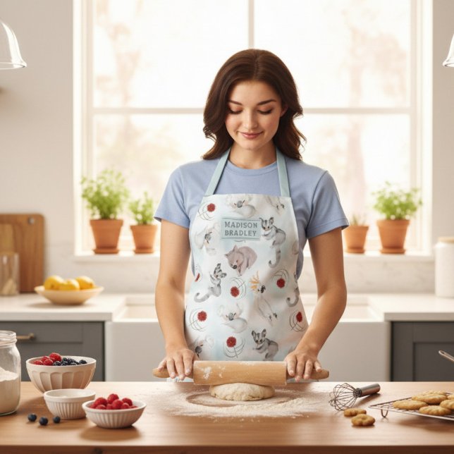 Tablier Animaux australiens Aquarelle mignonne Personnalis (Créateur téléchargé)