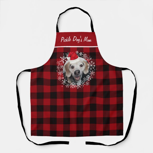 Tablier Animaux de compagnie Photo Buffalo Plaid Santa Hat (Recto)