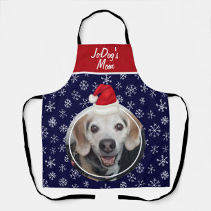 Tablier Animaux de compagnie Red Santa Hat Snowflakes Navy