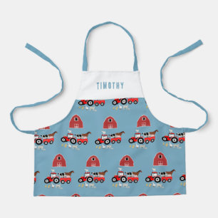 Tablier Animaux de ferme et tracteur rouge Barnyard Boys M