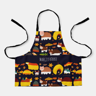 Tablier Animaux de forêt d'automne Motif rétro