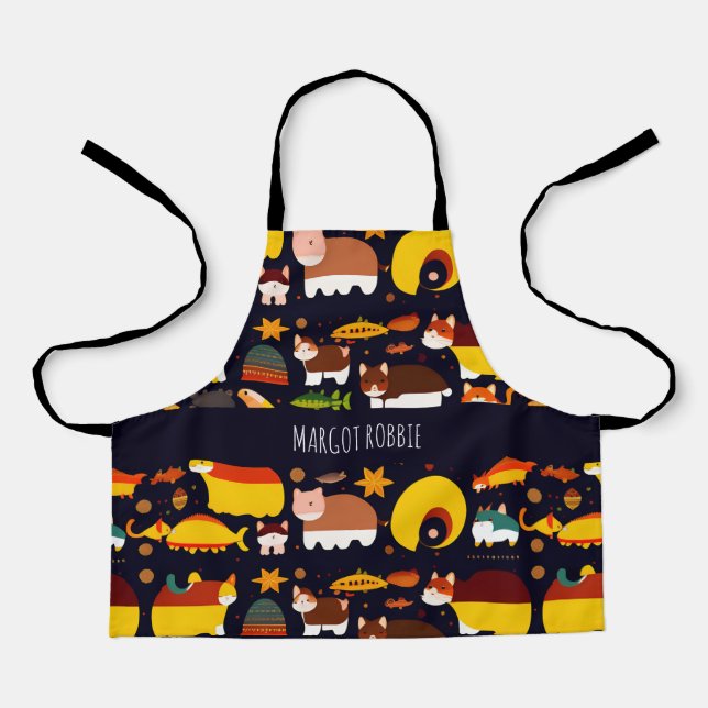 Tablier Animaux de forêt d'automne Motif rétro (Recto)