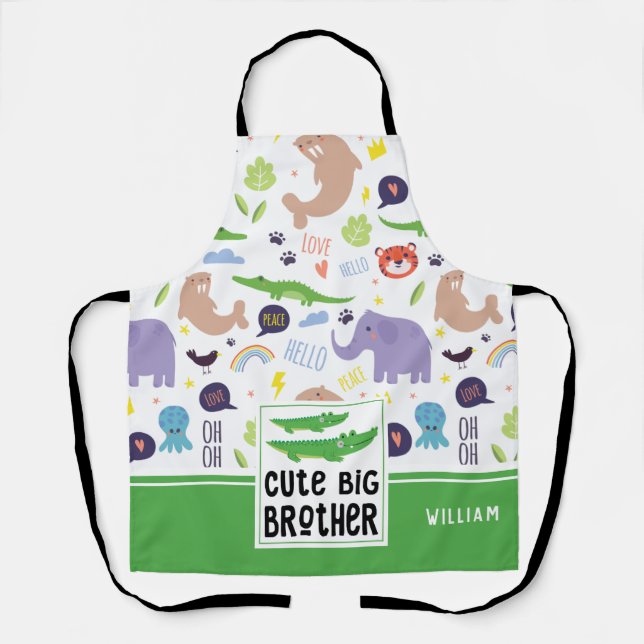 Tablier Animaux sauvages Motif mignon Big Brother Cadeau (Recto)