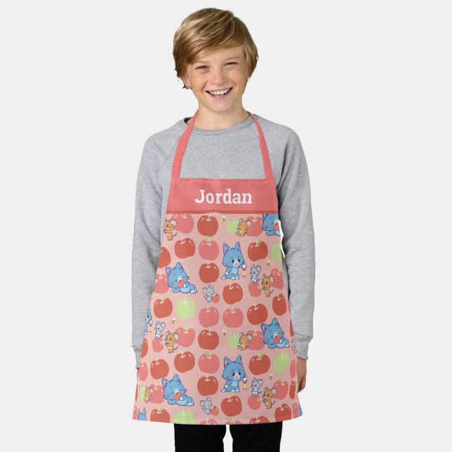 Tablier Anime Tom, Jerry et Tuffy Apple Motif (Porté)