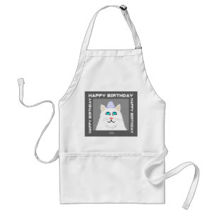 Tablier Anniversaire Fluffy White Cat Apron