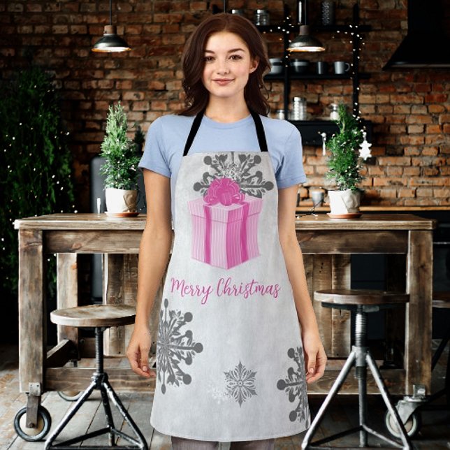 Tablier Appartement de vacances de Noël rose (Pink Christmas Gift Holiday Apron)