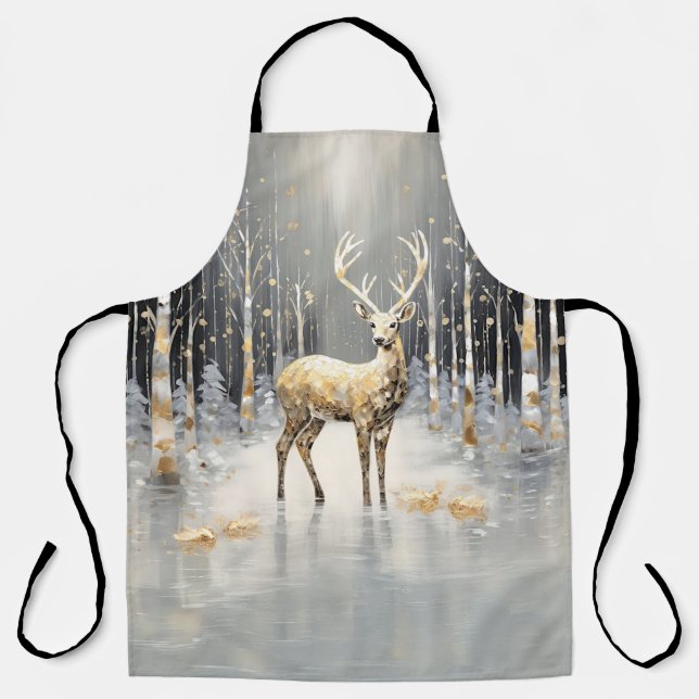 Tablier Appartement de vacances Gold Christmas Reindeer (Recto)