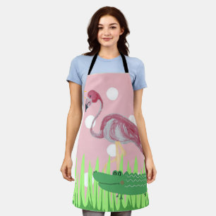 Tablier Apron Alligator Flamant rose féminin