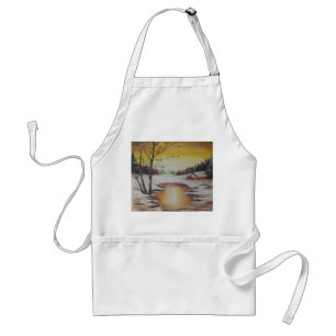Tablier Apron Ann Hayes Peinture Scène d'hiver
