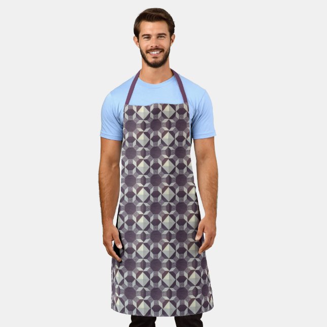 Tablier Apron (ao) - Motif à courtepointe en violet et bla (Porté)