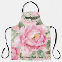 APRON BOTANIQUE ROSE ROSE BLANC ÉLÉGANT