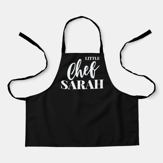 Tablier Apron Chef Enfants Personnalisé | Élégant noir (Recto)