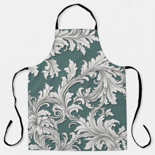 Tablier Apron Damask Noir Blanc Smokey Aqua