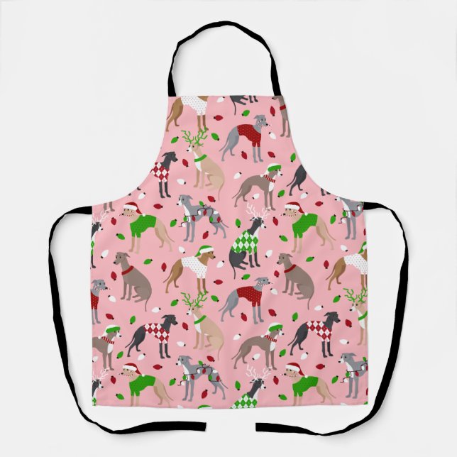 Tablier Apron de Chien Greyhound italien de Noël (Recto)