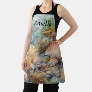Tablier Apron de coquillages de mer avec poissons et grami