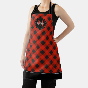 Tablier Apron de plongée de Buffle Noir Rouge Monogram