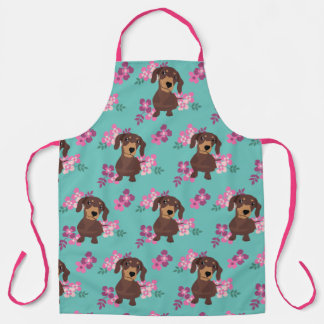 Tablier Apron des fleurs de Dachshund
