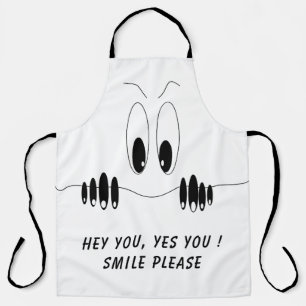 Tablier Apron des yeux amusants - Texte personnalisé et co