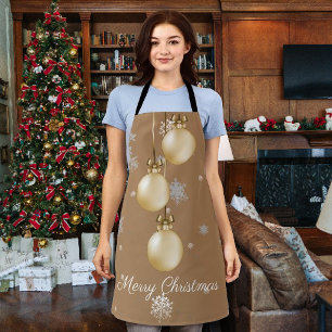 Tablier Apron d'ornements de Noël d'or